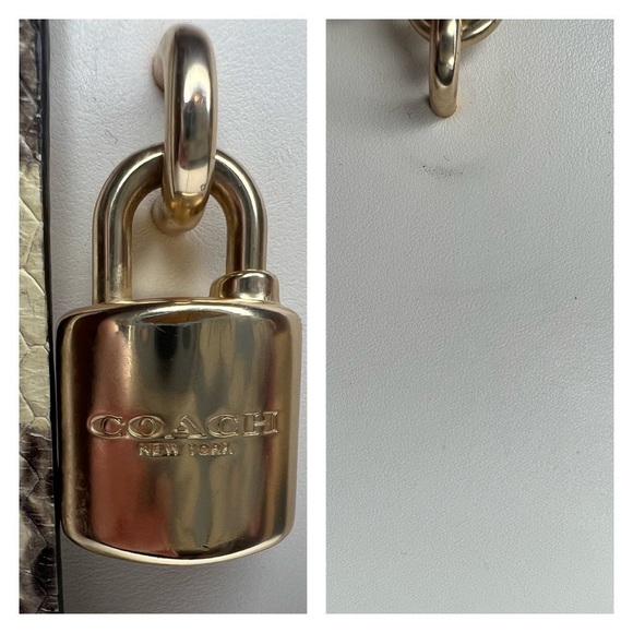 Coach Zoe Chalk Exotic Snakeskin Trim Top Handle Satchel Bag F68293 Zoe - Picture 6 of 15